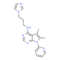 ChemSpider 2D Image | N-[3-(1H-Imidazol-1-yl)propyl]-5,6-dimethyl-7-(2-pyridinyl)-7H-pyrrolo[2,3-d]pyrimidin-4-amine | C19H21N7