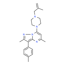 ChemSpider 2D Image | 2,5-Dimethyl-3-(4-methylphenyl)-7-[4-(2-methyl-2-propen-1-yl)-1-piperazinyl]pyrazolo[1,5-a]pyrimidine | C23H29N5