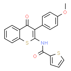 ChemSpider 2D Image | N-[3-(4-Methoxyphenyl)-4-oxo-4H-thiochromen-2-yl]-2-thiophenecarboxamide | C21H15NO3S2
