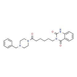 ChemSpider 2D Image | 3-[6-(4-Benzyl-1-piperazinyl)-6-oxohexyl]-2,4(1H,3H)-quinazolinedione | C25H30N4O3