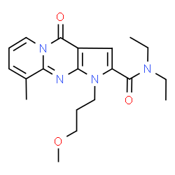 ChemSpider 2D Image | N,N-Diethyl-1-(3-methoxypropyl)-9-methyl-4-oxo-1,4-dihydropyrido[1,2-a]pyrrolo[2,3-d]pyrimidine-2-carboxamide | C20H26N4O3