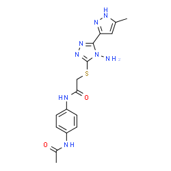 ChemSpider 2D Image | N-(4-Acetamidophenyl)-2-{[4-amino-5-(5-methyl-1H-pyrazol-3-yl)-4H-1,2,4-triazol-3-yl]sulfanyl}acetamide | C16H18N8O2S