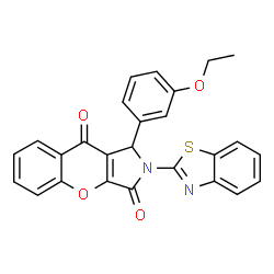 ChemSpider 2D Image | 2-(1,3-Benzothiazol-2-yl)-1-(3-ethoxyphenyl)-1,2-dihydrochromeno[2,3-c]pyrrole-3,9-dione | C26H18N2O4S