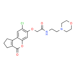 ChemSpider 2D Image | 2-[(8-Chloro-4-oxo-1,2,3,4-tetrahydrocyclopenta[c]chromen-7-yl)oxy]-N-[2-(4-morpholinyl)ethyl]acetamide | C20H23ClN2O5