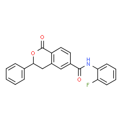 ChemSpider 2D Image | N-(2-Fluorophenyl)-1-oxo-3-phenyl-3,4-dihydro-1H-isochromene-6-carboxamide | C22H16FNO3