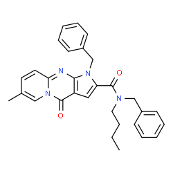 ChemSpider 2D Image | N,1-Dibenzyl-N-butyl-7-methyl-4-oxo-1,4-dihydropyrido[1,2-a]pyrrolo[2,3-d]pyrimidine-2-carboxamide | C30H30N4O2