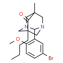 ChemSpider 2D Image | 2-(5-Bromo-2-methoxyphenyl)-5-butyl-7-methyl-1,3-diazatricyclo[3.3.1.1~3,7~]decan-6-one | C20H27BrN2O2