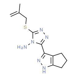 ChemSpider 2D Image | 3-[(2-Methyl-2-propen-1-yl)sulfanyl]-5-(1,4,5,6-tetrahydrocyclopenta[c]pyrazol-3-yl)-4H-1,2,4-triazol-4-amine | C12H16N6S