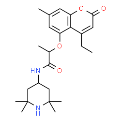 ChemSpider 2D Image | 2-[(4-Ethyl-7-methyl-2-oxo-2H-chromen-5-yl)oxy]-N-(2,2,6,6-tetramethyl-4-piperidinyl)propanamide | C24H34N2O4