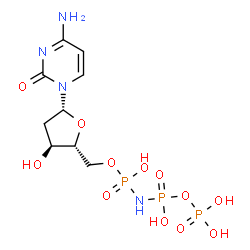 ChemSpider 2D Image | 2'-Deoxy-5'-O-(hydroxy{[hydroxy(phosphonooxy)phosphoryl]amino}phosphoryl)cytidine | C9H17N4O12P3