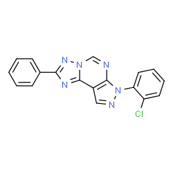 ChemSpider 2D Image | 7-(2-Chlorophenyl)-2-phenyl-7H-pyrazolo[4,3-e][1,2,4]triazolo[1,5-c]pyrimidine | C18H11ClN6