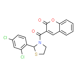 ChemSpider 2D Image | 3-{[2-(2,4-Dichlorophenyl)-1,3-thiazolidin-3-yl]carbonyl}-2H-chromen-2-one | C19H13Cl2NO3S