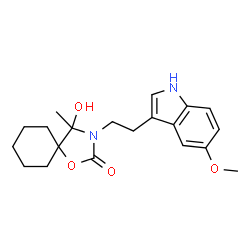 ChemSpider 2D Image | 4-Hydroxy-3-[2-(5-methoxy-1H-indol-3-yl)ethyl]-4-methyl-1-oxa-3-azaspiro[4.5]decan-2-one | C20H26N2O4