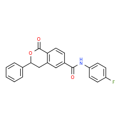 ChemSpider 2D Image | N-(4-Fluorophenyl)-1-oxo-3-phenyl-3,4-dihydro-1H-isochromene-6-carboxamide | C22H16FNO3