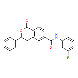 ChemSpider 2D Image | N-(3-Fluorophenyl)-1-oxo-3-phenyl-3,4-dihydro-1H-isochromene-6-carboxamide | C22H16FNO3