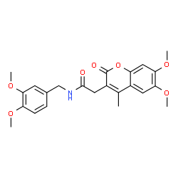 ChemSpider 2D Image | N-(3,4-Dimethoxybenzyl)-2-(6,7-dimethoxy-4-methyl-2-oxo-2H-chromen-3-yl)acetamide | C23H25NO7