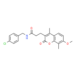 ChemSpider 2D Image | N-(4-Chlorobenzyl)-3-(7-methoxy-4,8-dimethyl-2-oxo-2H-chromen-3-yl)propanamide | C22H22ClNO4
