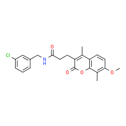 ChemSpider 2D Image | N-(3-Chlorobenzyl)-3-(7-methoxy-4,8-dimethyl-2-oxo-2H-chromen-3-yl)propanamide | C22H22ClNO4