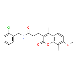 ChemSpider 2D Image | N-(2-Chlorobenzyl)-3-(7-methoxy-4,8-dimethyl-2-oxo-2H-chromen-3-yl)propanamide | C22H22ClNO4