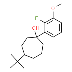ChemSpider 2D Image | 1-(2-Fluoro-3-methoxyphenyl)-4-(2-methyl-2-propanyl)cycloheptanol | C18H27FO2