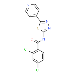 ChemSpider 2D Image | 2,4-Dichloro-N-[5-(4-pyridinyl)-1,3,4-thiadiazol-2-yl]benzamide | C14H8Cl2N4OS