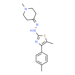ChemSpider 2D Image | 1-Methyl-4-{[5-methyl-4-(4-methylphenyl)-1,3-thiazol-2-yl]hydrazono}piperidine | C17H22N4S
