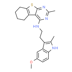 ChemSpider 2D Image | N-[2-(5-Methoxy-2-methyl-1H-indol-3-yl)ethyl]-2-methyl-5,6,7,8-tetrahydro[1]benzothieno[2,3-d]pyrimidin-4-amine | C23H26N4OS