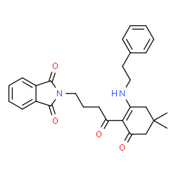 ChemSpider 2D Image | 2-(4-{4,4-Dimethyl-6-oxo-2-[(2-phenylethyl)amino]-1-cyclohexen-1-yl}-4-oxobutyl)-1H-isoindole-1,3(2H)-dione | C28H30N2O4