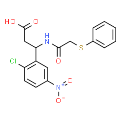 ChemSpider 2D Image | 3-(2-Chloro-5-nitrophenyl)-3-{[(phenylsulfanyl)acetyl]amino}propanoic acid | C17H15ClN2O5S