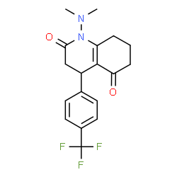 ChemSpider 2D Image | 1-(Dimethylamino)-4-[4-(trifluoromethyl)phenyl]-4,6,7,8-tetrahydro-2,5(1H,3H)-quinolinedione | C18H19F3N2O2