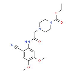 ChemSpider 2D Image | Ethyl 4-{2-[(2-cyano-4,5-dimethoxyphenyl)amino]-2-oxoethyl}-1-piperazinecarboxylate | C18H24N4O5
