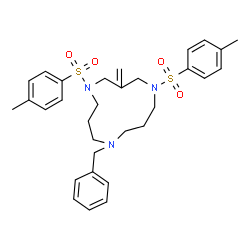 ChemSpider 2D Image | 9-Benzyl-3-methylene-1,5-bis[(4-methylphenyl)sulfonyl]-1,5,9-triazacyclododecane | C31H39N3O4S2