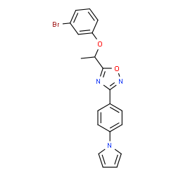 ChemSpider 2D Image | 5-[1-(3-Bromophenoxy)ethyl]-3-[4-(1H-pyrrol-1-yl)phenyl]-1,2,4-oxadiazole | C20H16BrN3O2