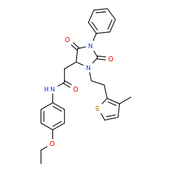 ChemSpider 2D Image | N-(4-Ethoxyphenyl)-2-{3-[2-(3-methyl-2-thienyl)ethyl]-2,5-dioxo-1-phenyl-4-imidazolidinyl}acetamide | C26H27N3O4S