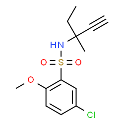 ChemSpider 2D Image | 5-Chloro-2-methoxy-N-(3-methyl-1-pentyn-3-yl)benzenesulfonamide | C13H16ClNO3S