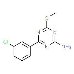 ChemSpider 2D Image | 4-(3-Chlorophenyl)-6-(methylsulfanyl)-1,3,5-triazin-2-amine | C10H9ClN4S