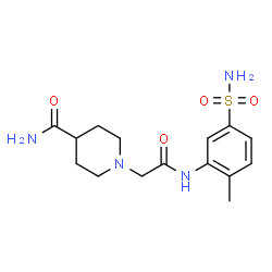 ChemSpider 2D Image | 1-{2-[(2-Methyl-5-sulfamoylphenyl)amino]-2-oxoethyl}-4-piperidinecarboxamide | C15H22N4O4S