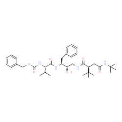 ChemSpider 2D Image | benzyl [(2S)-1-{[(2S,3R)-4-({(2S)-2-[2-(tert-butylamino)-2-oxoethyl]-3,3-dimethylbutanoyl}amino)-3-hydroxy-1-phenylbutan-2-yl]amino}-3-methyl-1-oxobutan-2-yl]carbamate | C35H52N4O6