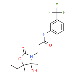 ChemSpider 2D Image | 3-(5-Ethyl-4-hydroxy-4,5-dimethyl-2-oxo-1,3-oxazolidin-3-yl)-N-[3-(trifluoromethyl)phenyl]propanamide | C17H21F3N2O4