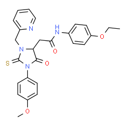 ChemSpider 2D Image | N-(4-Ethoxyphenyl)-2-[1-(4-methoxyphenyl)-5-oxo-3-(2-pyridinylmethyl)-2-thioxo-4-imidazolidinyl]acetamide | C26H26N4O4S