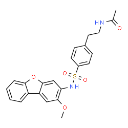 ChemSpider 2D Image | N-(2-{4-[(2-Methoxydibenzo[b,d]furan-3-yl)sulfamoyl]phenyl}ethyl)acetamide | C23H22N2O5S