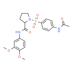 ChemSpider 2D Image | 1-[(4-Acetamidophenyl)sulfonyl]-N-(3,4-dimethoxyphenyl)prolinamide | C21H25N3O6S