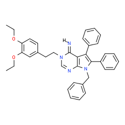 ChemSpider 2D Image | (4Z)-7-Benzyl-3-[2-(3,4-diethoxyphenyl)ethyl]-5,6-diphenyl-3,7-dihydro-4H-pyrrolo[2,3-d]pyrimidin-4-imine | C37H36N4O2