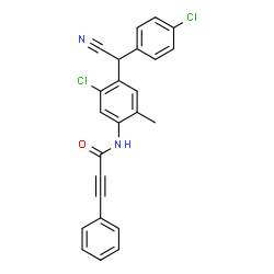 ChemSpider 2D Image | N-{5-Chloro-4-[(4-chlorophenyl)(cyano)methyl]-2-methylphenyl}-3-phenyl-2-propynamide | C24H16Cl2N2O