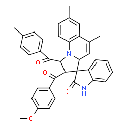 ChemSpider 2D Image | 2'-(4-Methoxybenzoyl)-5',7'-dimethyl-1'-(4-methylbenzoyl)-1',2'-dihydro-3a'H-spiro[indole-3,3'-pyrrolo[1,2-a]quinolin]-2(1H)-one | C37H32N2O4