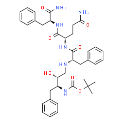 ChemSpider 2D Image | N-[(2R,3S)-2-Hydroxy-3-({[(2-methyl-2-propanyl)oxy]carbonyl}amino)-4-phenylbutyl]-L-phenylalanyl-L-glutaminyl-L-phenylalaninamide | C38H50N6O7