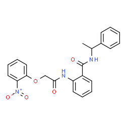ChemSpider 2D Image | 2-{[(2-Nitrophenoxy)acetyl]amino}-N-(1-phenylethyl)benzamide | C23H21N3O5