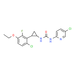 ChemSpider 2D Image | 1-[2-(6-Chloro-3-ethoxy-2-fluorophenyl)cyclopropyl]-3-(5-chloro-2-pyridinyl)urea | C17H16Cl2FN3O2