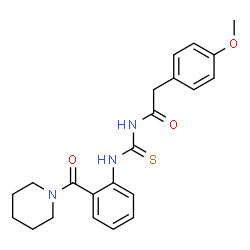 ChemSpider 2D Image | 2-(4-Methoxyphenyl)-N-{[2-(1-piperidinylcarbonyl)phenyl]carbamothioyl}acetamide | C22H25N3O3S