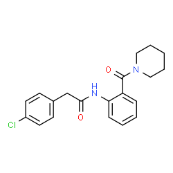 ChemSpider 2D Image | 2-(4-Chlorophenyl)-N-[2-(1-piperidinylcarbonyl)phenyl]acetamide | C20H21ClN2O2